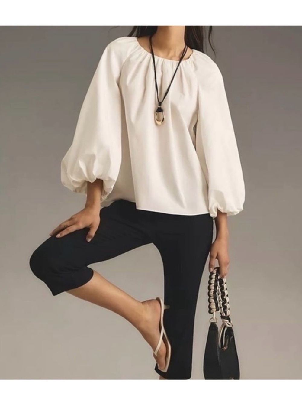 Anthropologie Mare Mare White Puff Sleeve Blouse